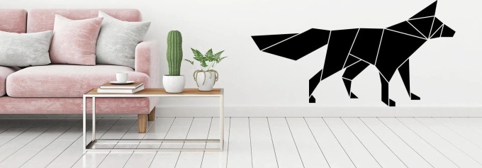Lepy.cz Samolepka na zeď Liška - geometrická Velikost (šířka x výška): 55x28cm, Barevná varianta: Černá
