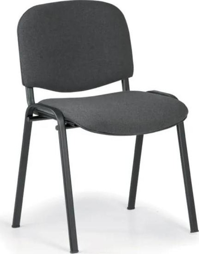 Konferenční židle s černými nohami a šedým čalouněním, stohovatelná, nosnost 120 kg