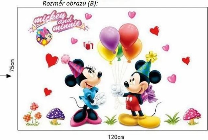 Živá Zeď Samolepka na zeď Mickey Mouse a Minnie Velikost: 75 x 120 cm