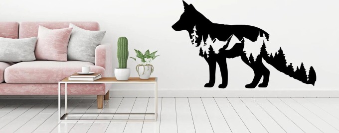 Lepy.cz Samolepka na zeď Liška - les Velikost (šířka x výška): 60x40cm, Barevná varianta: Levandulová