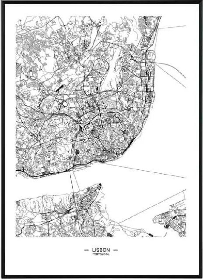 Lisbon map - 50x70 cm Obraz