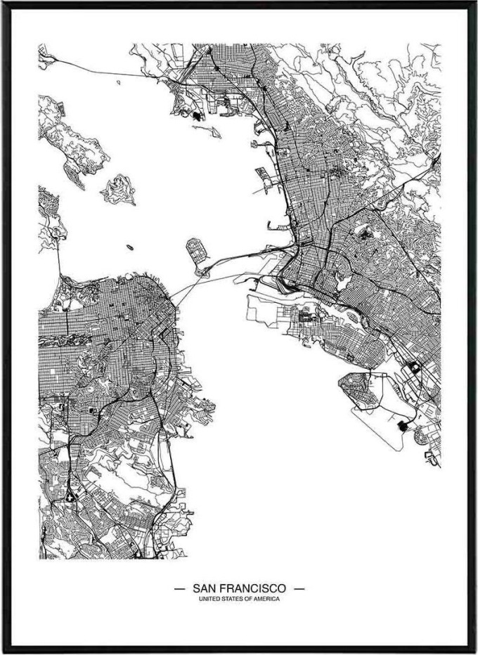 San Francisco map - 50x70 cm Obraz