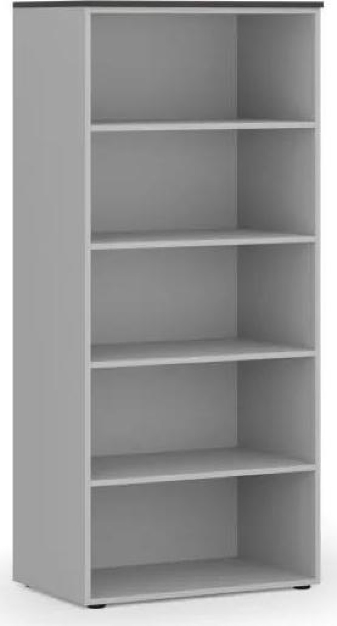 Kancelářský regál PRIMO GRAY, 1781 x 800 x 500 mm, šedá/wenge