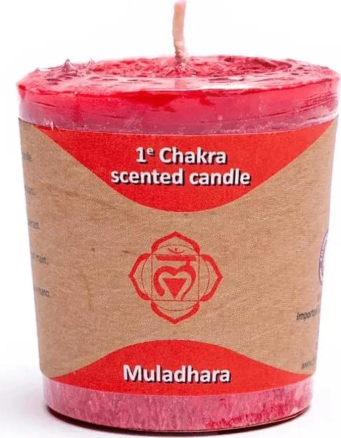 Milujeme Kameny Čakrová svíčka - Muladhara - 1. čakra