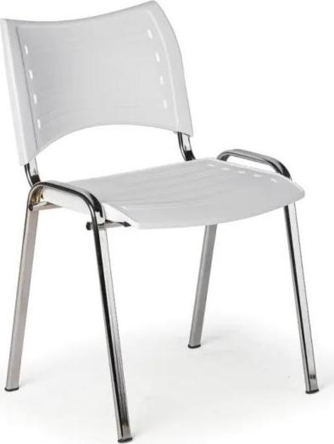 Plastová židle SMART, chromované nohy, bílá